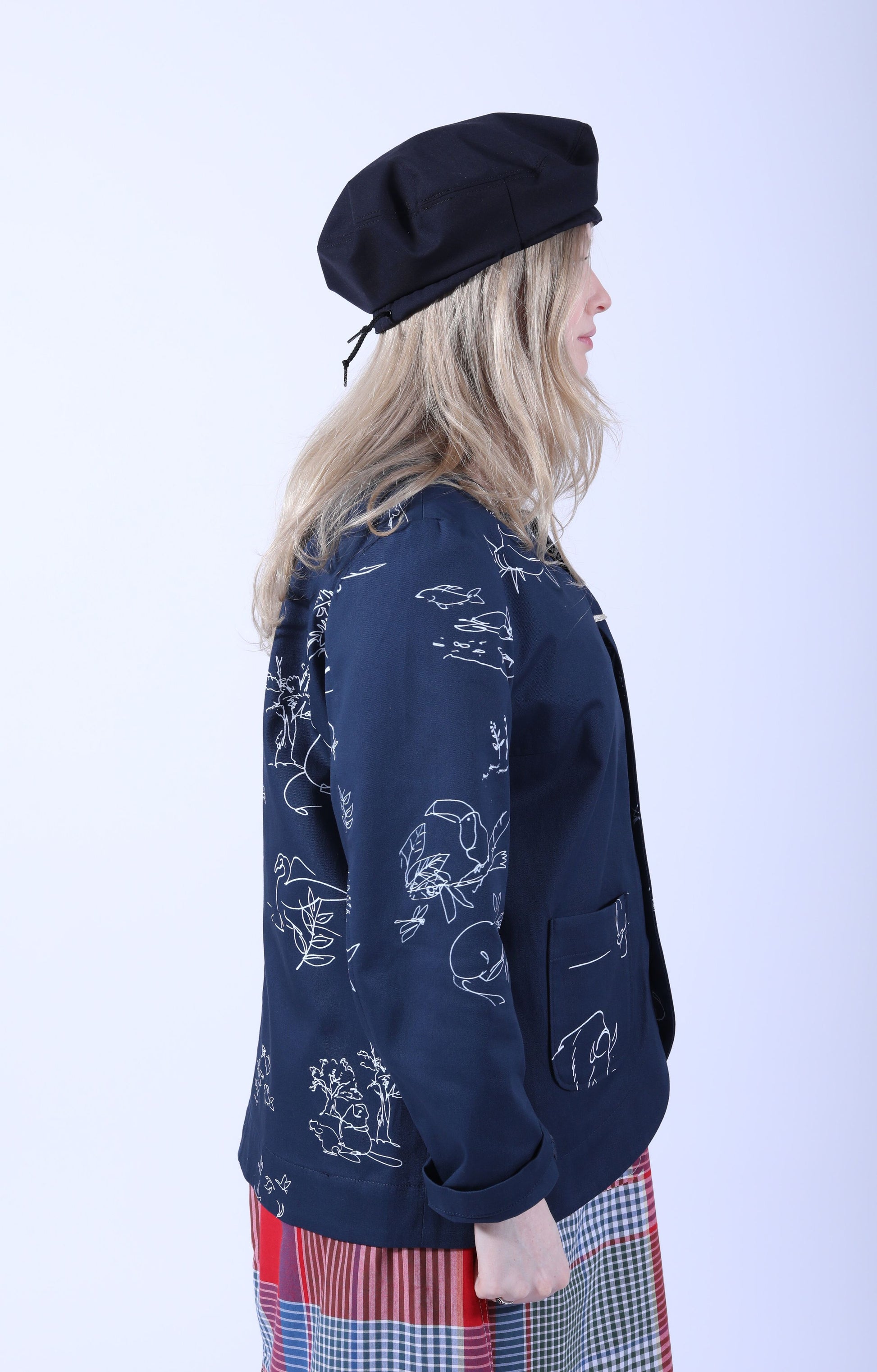 Cutaway Jacket Navy Animal Print