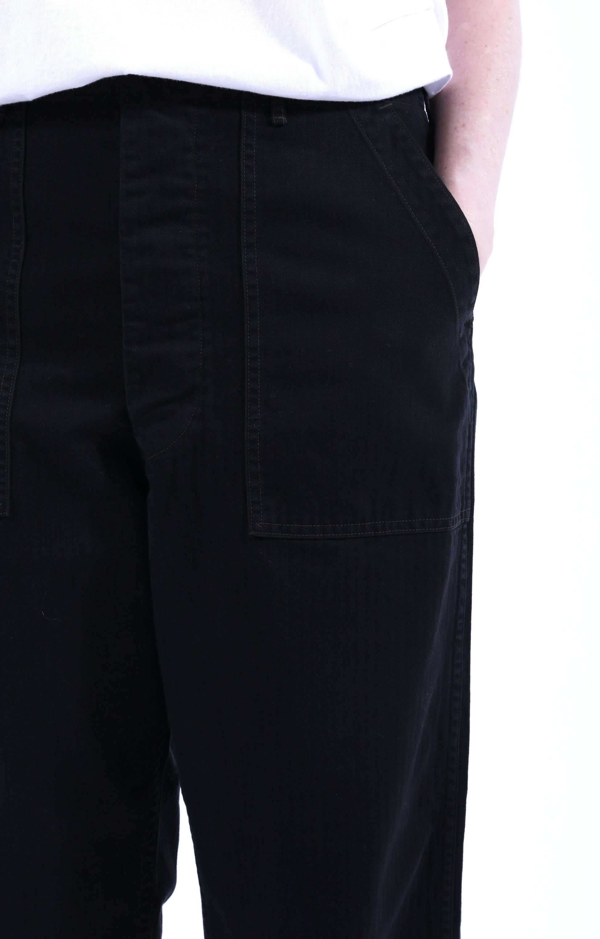 Herringbone Twill Summer Fatigue Pants Black