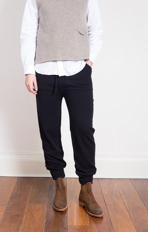 Cashmere Drawstring Pants Black