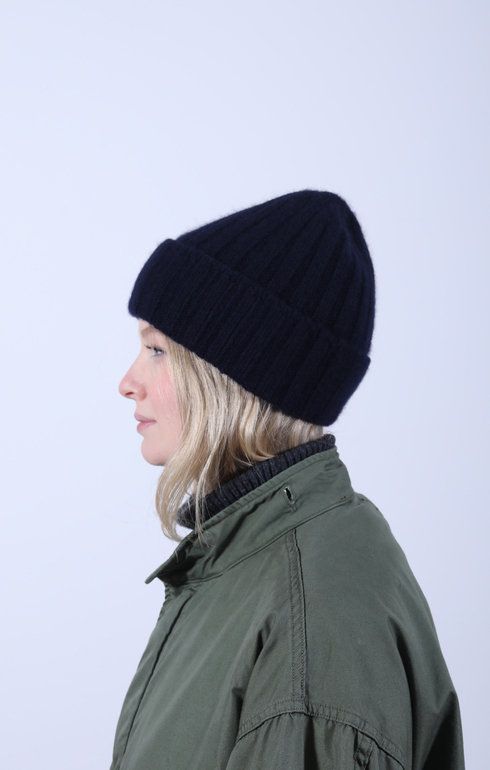 Cashmere 2x2 Rib Cap Navy