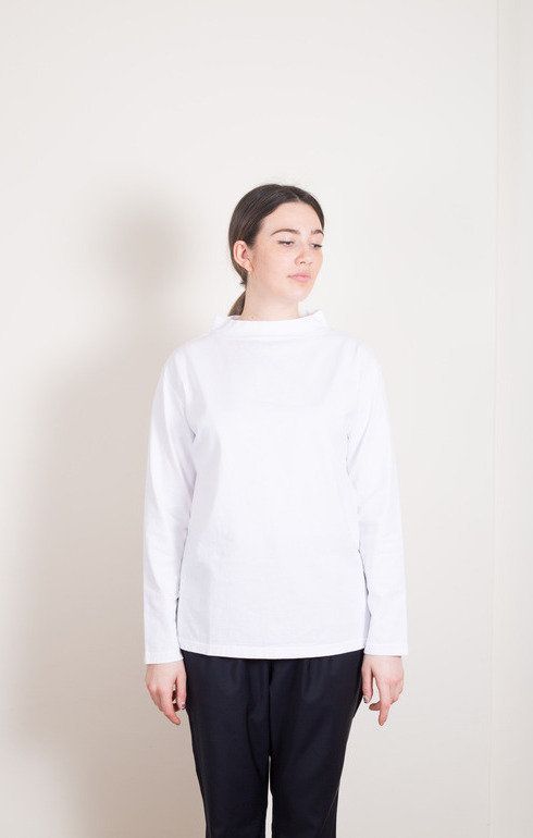 Boat Neck Big Basque Shirt White