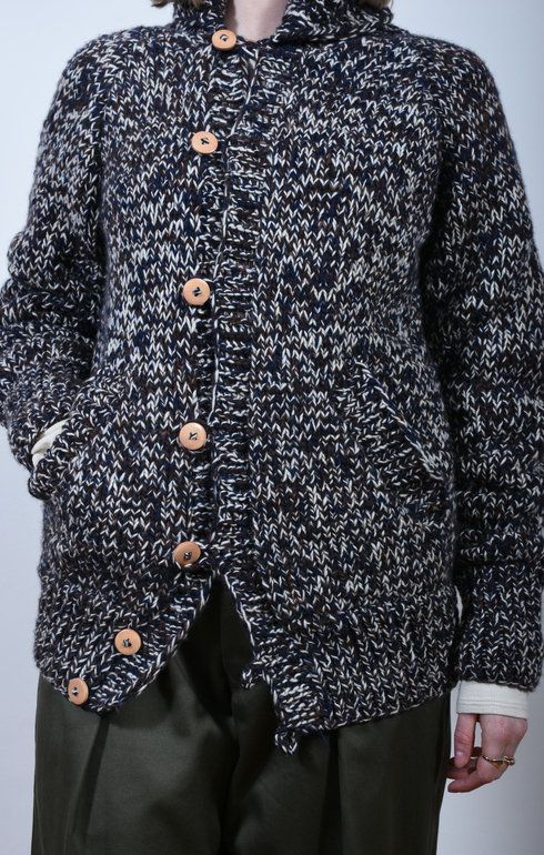 Shawl Collar Loop Button Cardigan