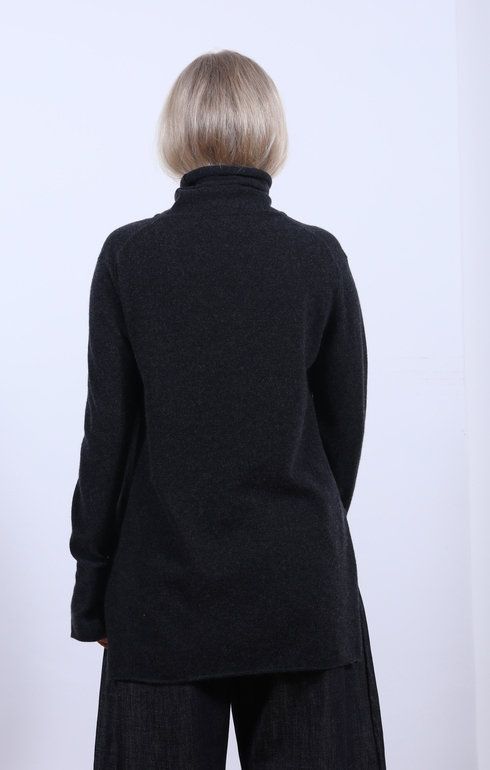 Side Split Roll Neck Charcoal