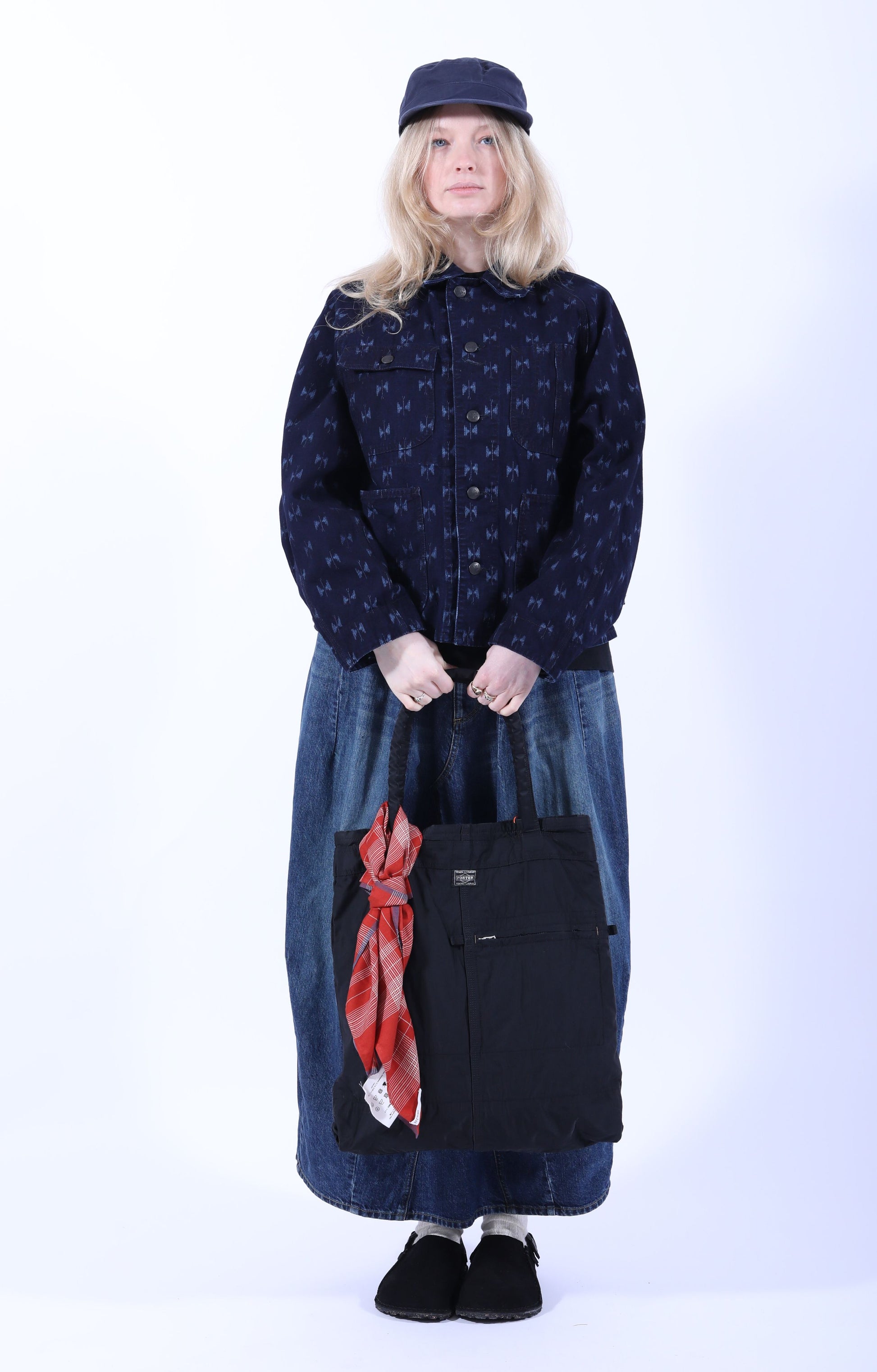 Short Coverall Jacket 9oz Printed Indigo Papillon