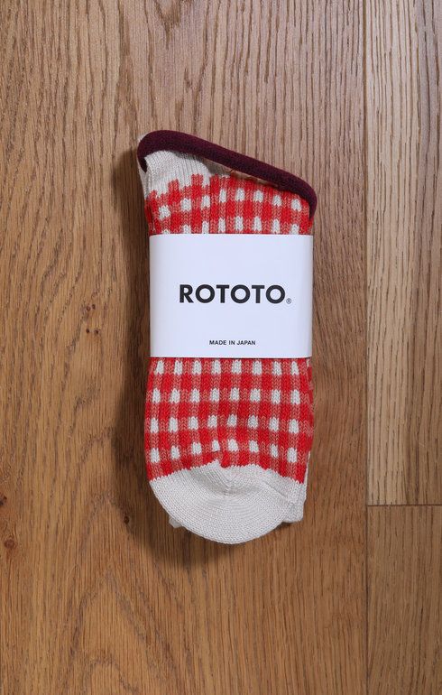 Gingham Check Sock Red