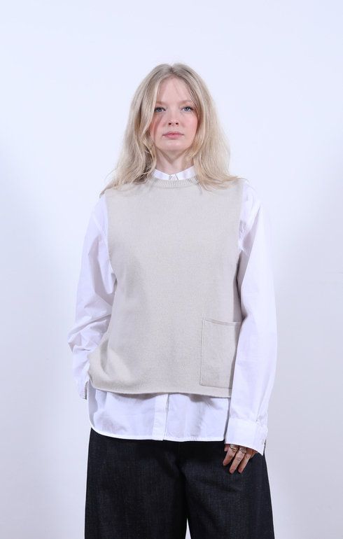 Tabard Vest w/ Pocket Earl Grey