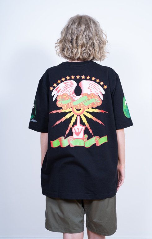 S/S Print Pocket Tee Black
