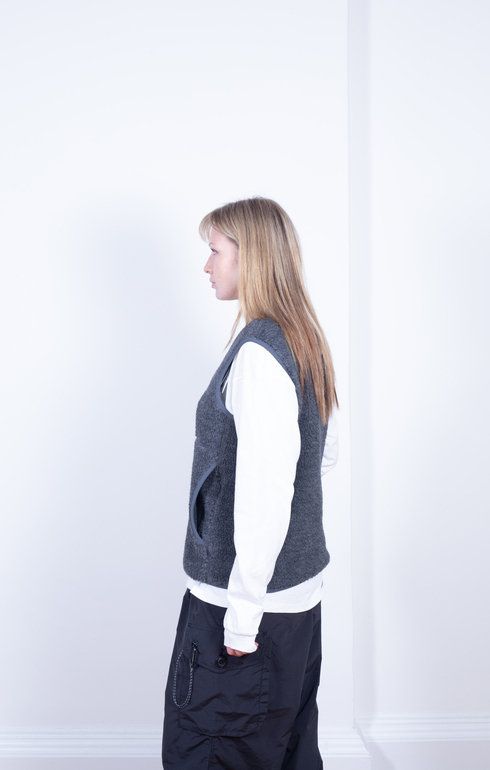 Wool Fleece Vest Charcoal