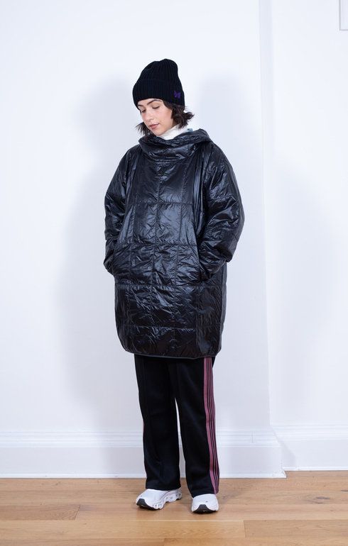 Piping Quilt Parka Nylon Ripstop Black