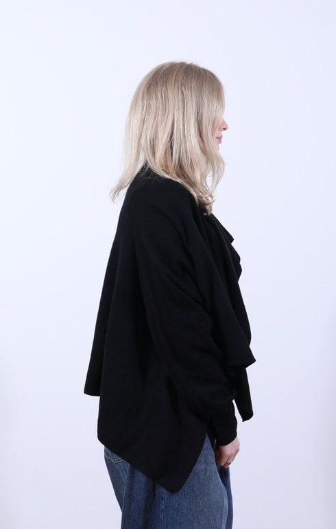 Knot Cardigan Boiled Knit Black