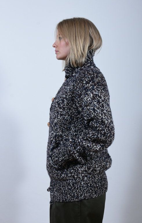 Shawl Collar Loop Button Cardigan