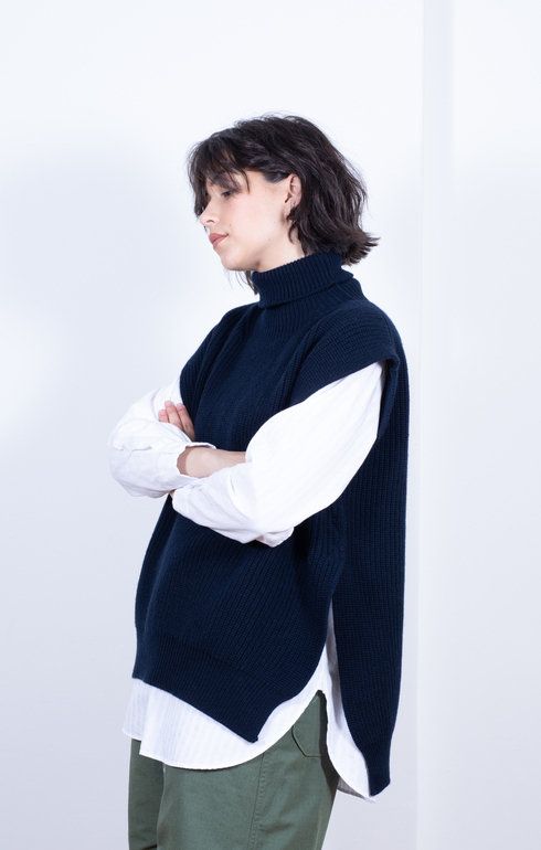 Meri Roll Neck Tabard Vest Marino