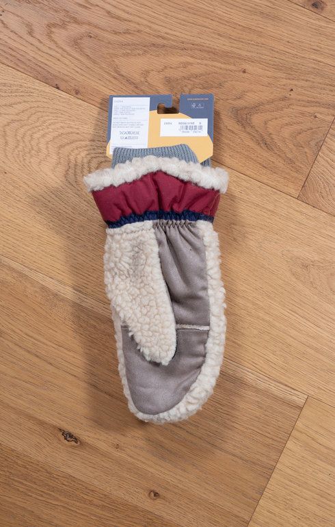 EM354 Teddy Mitten Beige/Wine