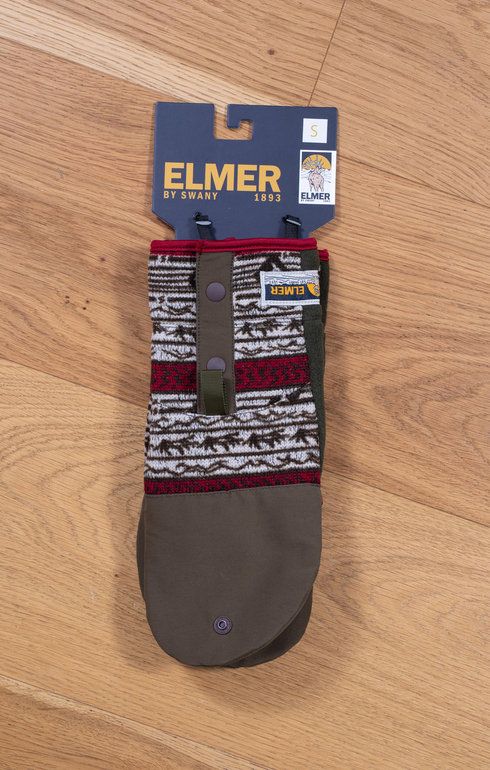 Printed Fleece Mittens Khaki/Red