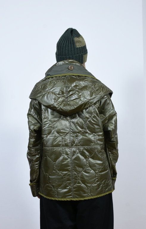Nylon Quilting Lining Ring Coat Khaki