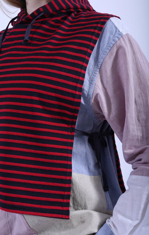 Hooded Interliner Red/Navy Stripe