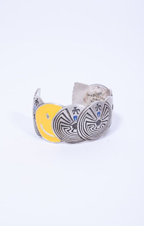 Brass x Silver Hippie Maze Bangle Slim