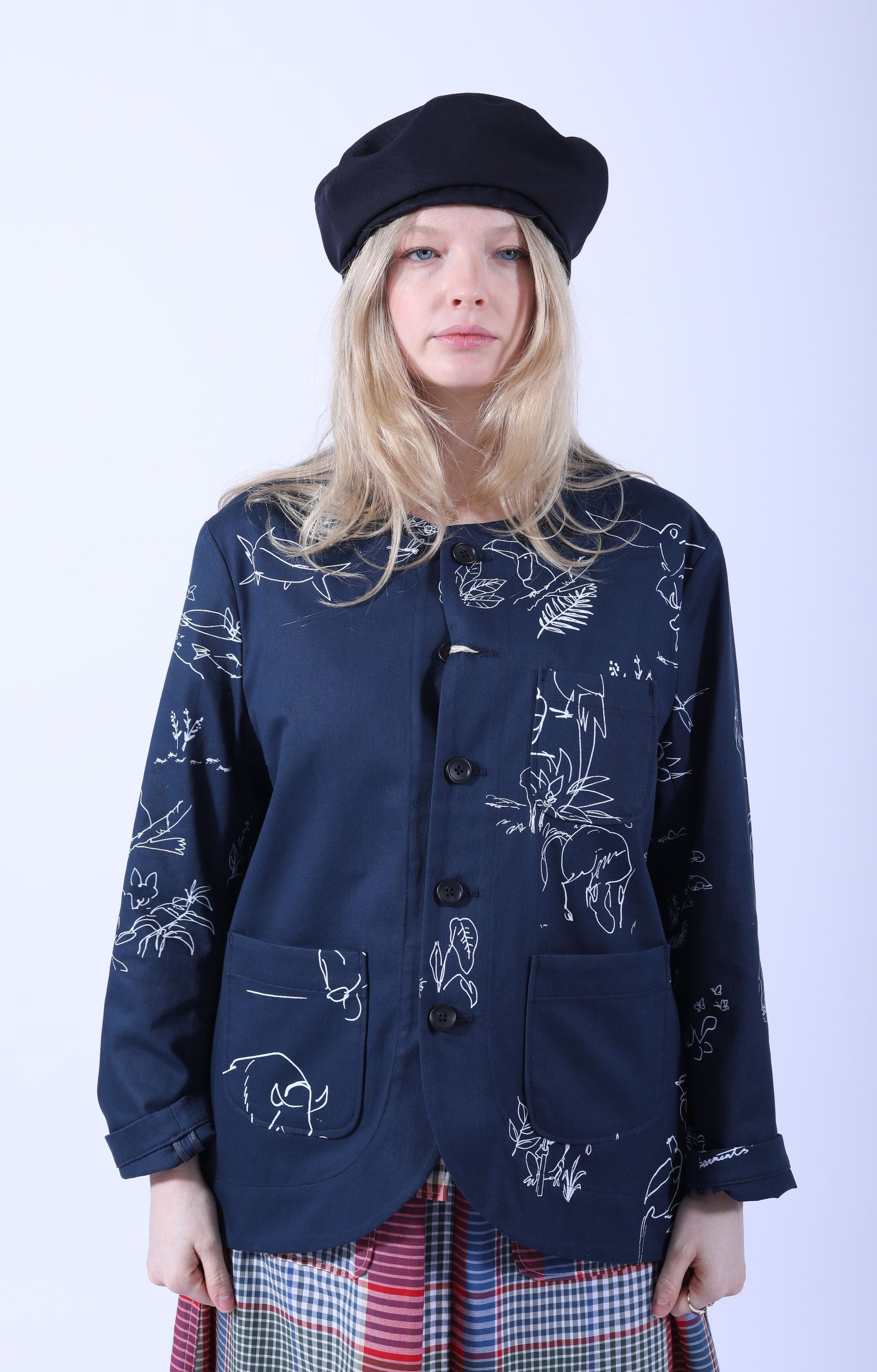 Cutaway Jacket Navy Animal Print
