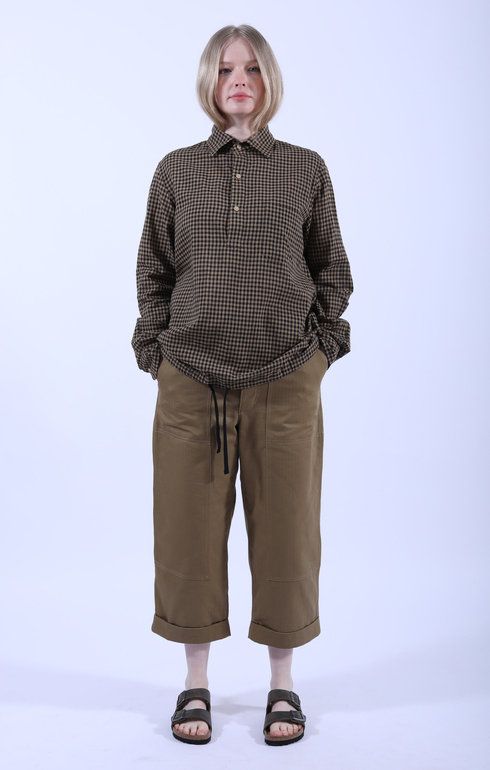 Hem String Shirt Black/Beige