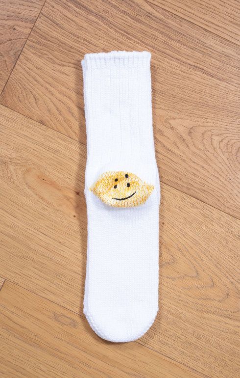 Rainbowy Happy Heel Socks White