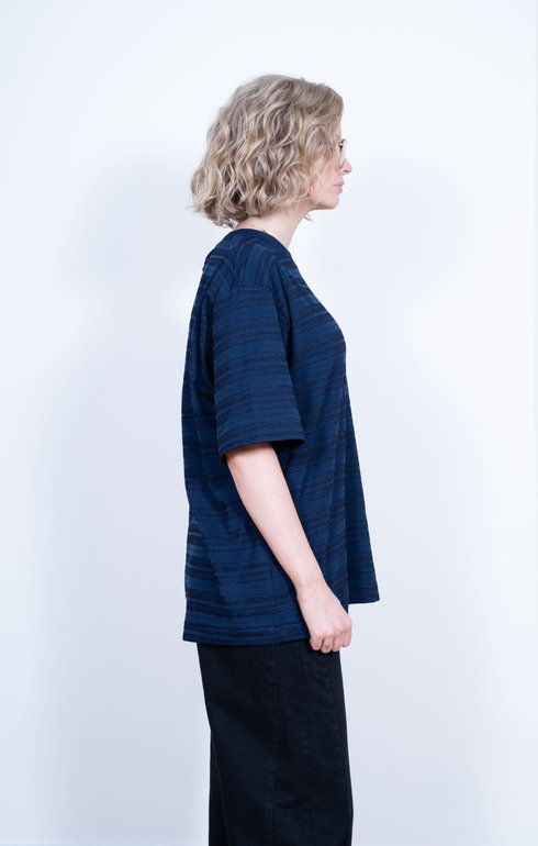 Indigo Stripe Tee Smolder Black