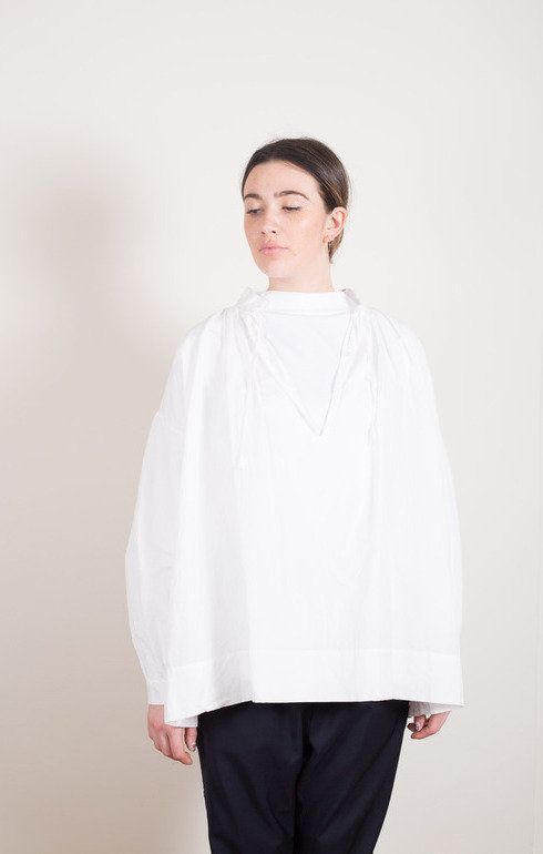 String Surplice Shirt White
