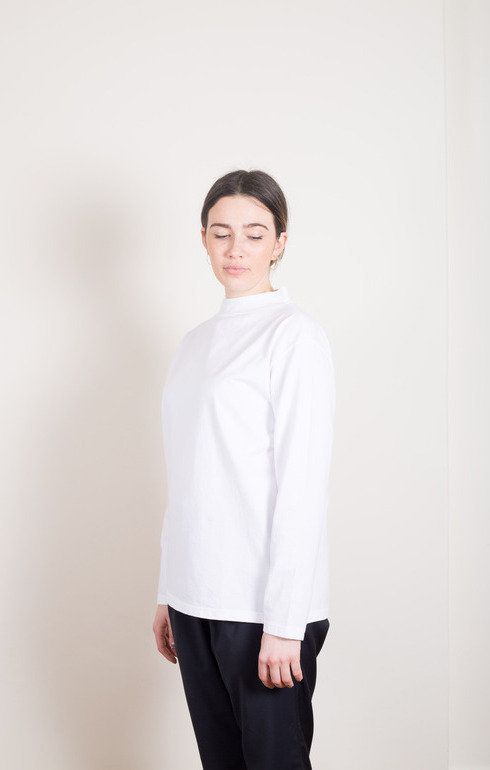 Boat Neck Big Basque Shirt White