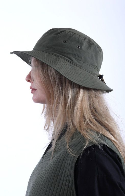 Organic Cotton Hat w/ Drawcord Olive