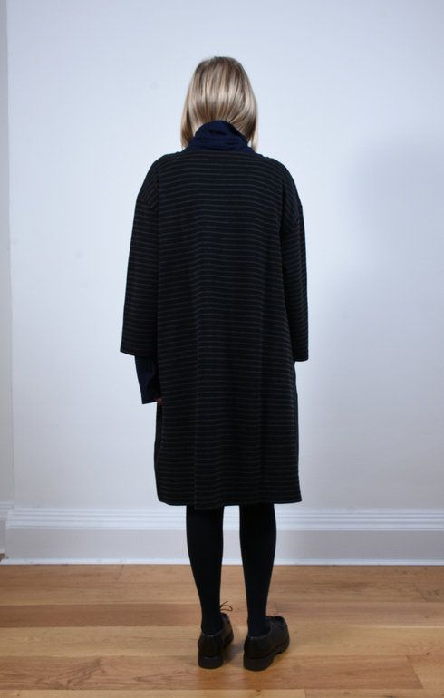 Side Panel Basque Shirt Dress Black