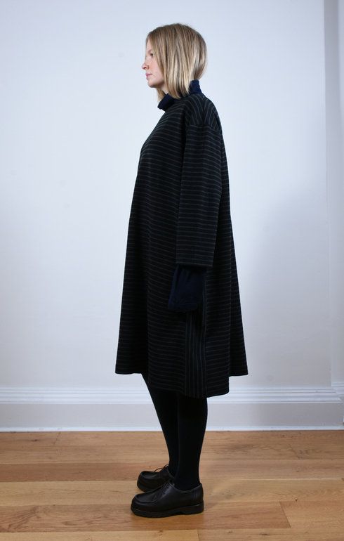Side Panel Basque Shirt Dress Black