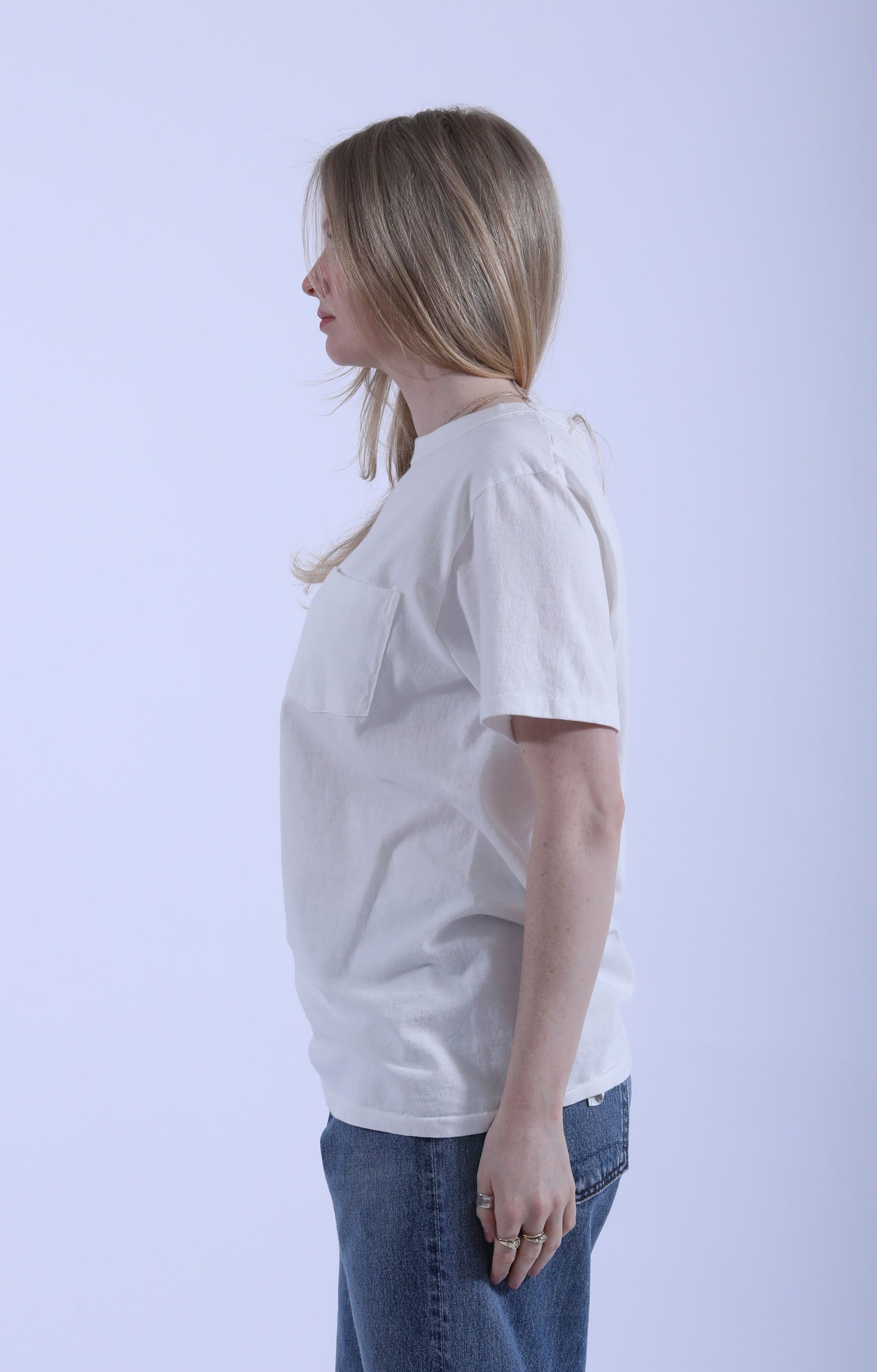 14/1 S/S Tee w/ Pocket O.White