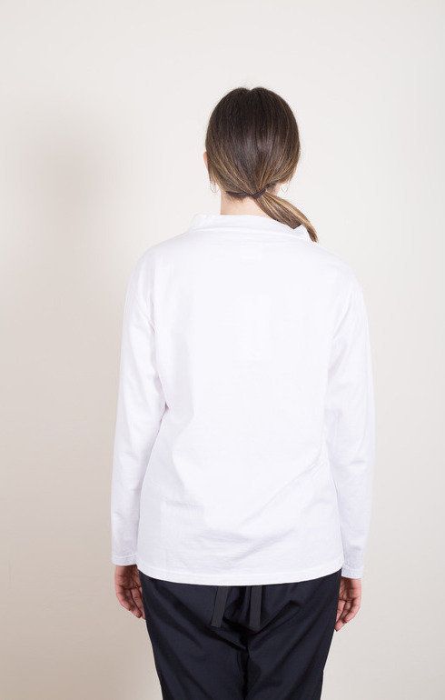 Boat Neck Big Basque Shirt White