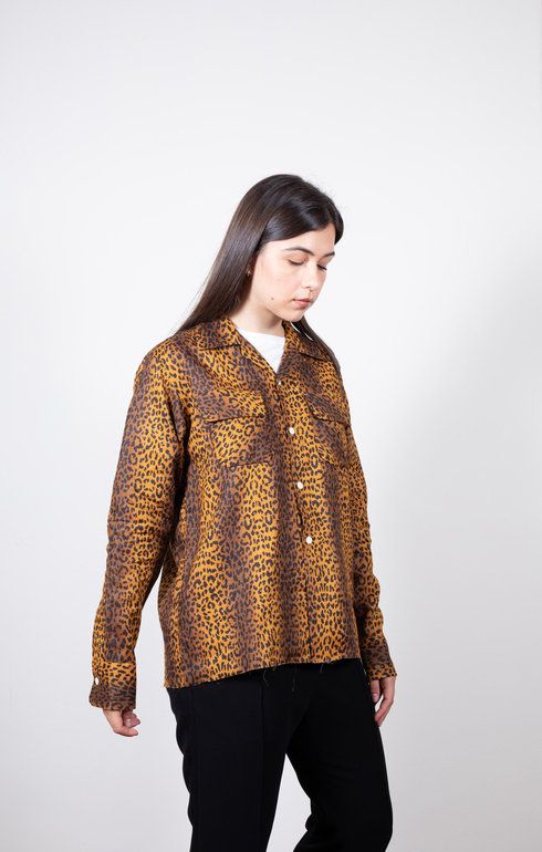 Cut-Off Bottom Classic Shirt Leopard Print