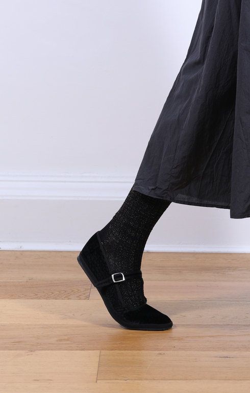 Square Toe Velvet Cayman Black
