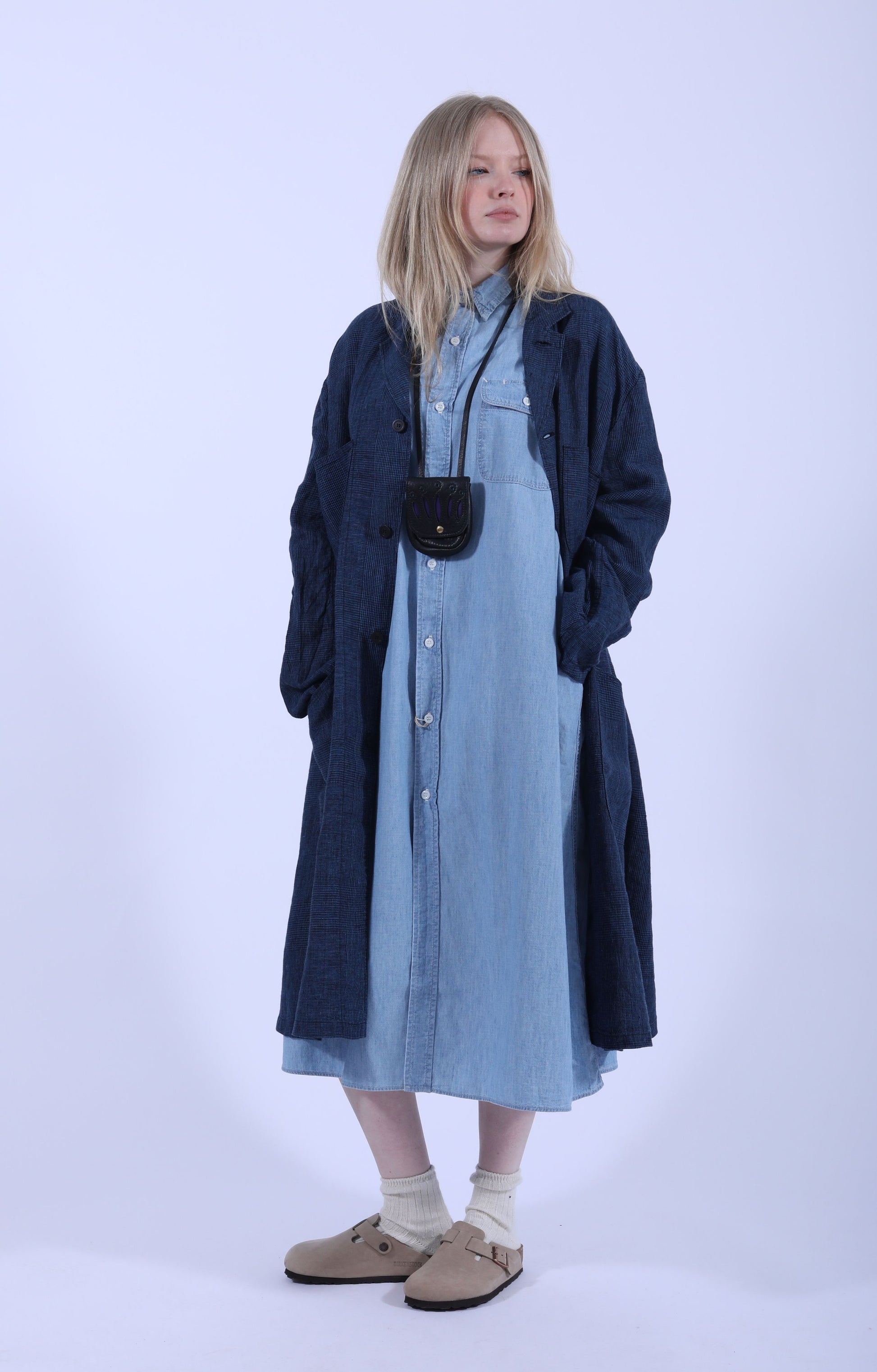 Long Chambray Work Shirt Dress