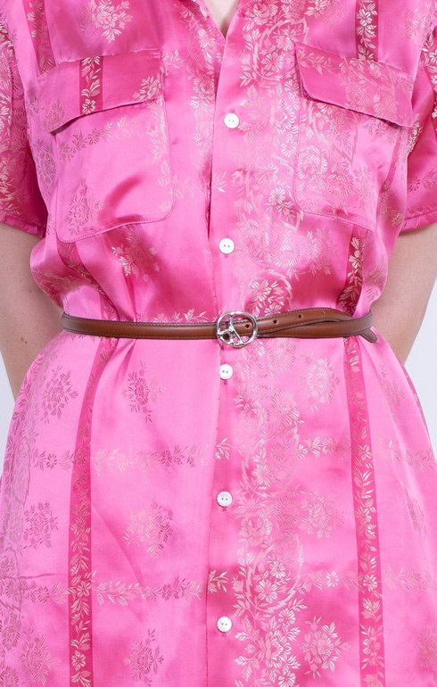 Peace Buckle Narrow Belt- Brown