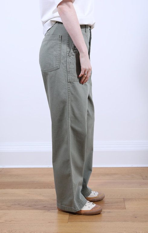 Herringbone Summer Fatigue Pants Green