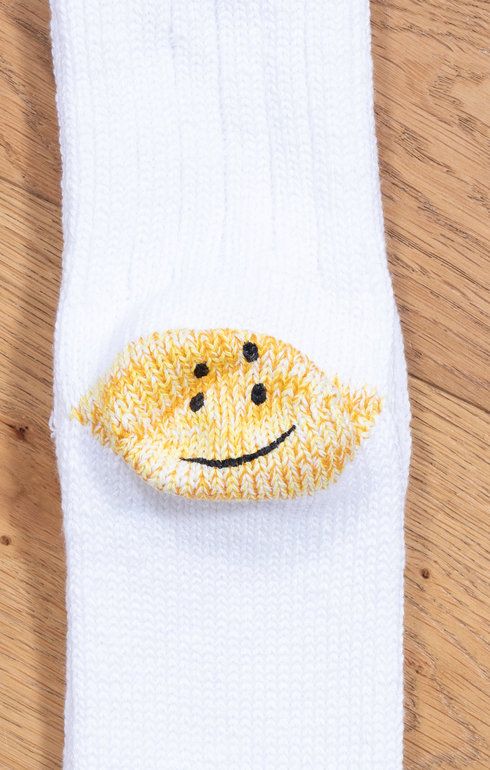 Rainbowy Happy Heel Socks White