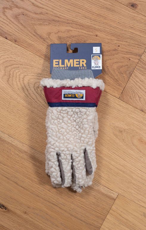 EM353 Teddy 5 Finger Gloves Beige/Wine