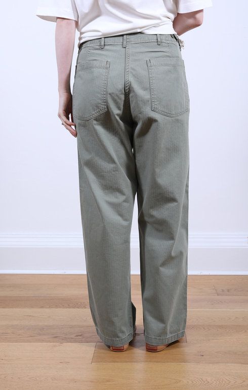 Herringbone Summer Fatigue Pants Green