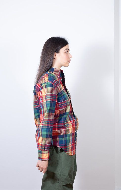 BD Poplin Shirt Scarlet & Green Archive Madras