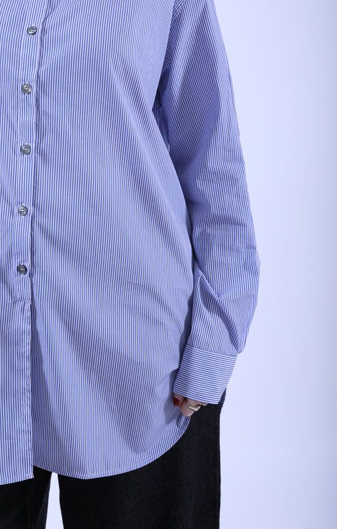 Cici Granded Collar Shirt Blue/White