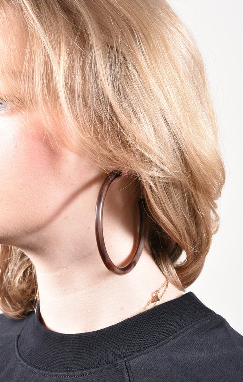 Earrings Horn XXL Loop Brown