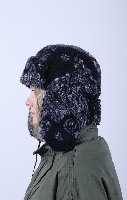 Boa Aviator Cap Bandana Jacquard Navy