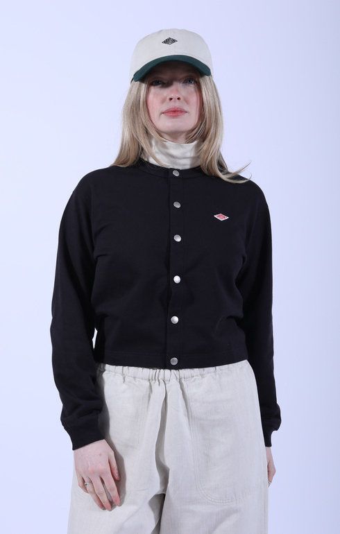 Dot Button Crew Cardigan Charcoal