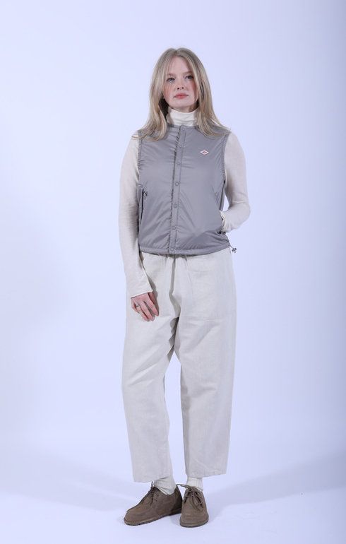 Insulation Collarless Vest Taupe