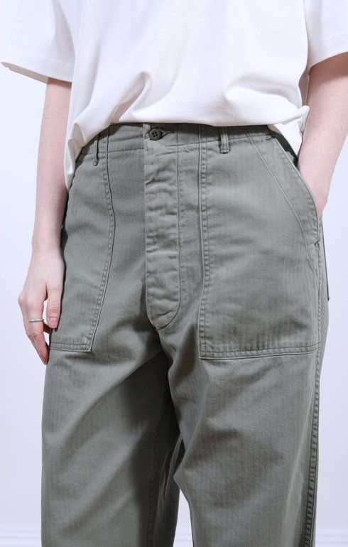 Herringbone Summer Fatigue Pants Green