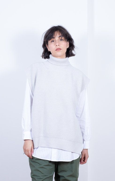 Meri Roll Neck Tabard Vest Alabastro