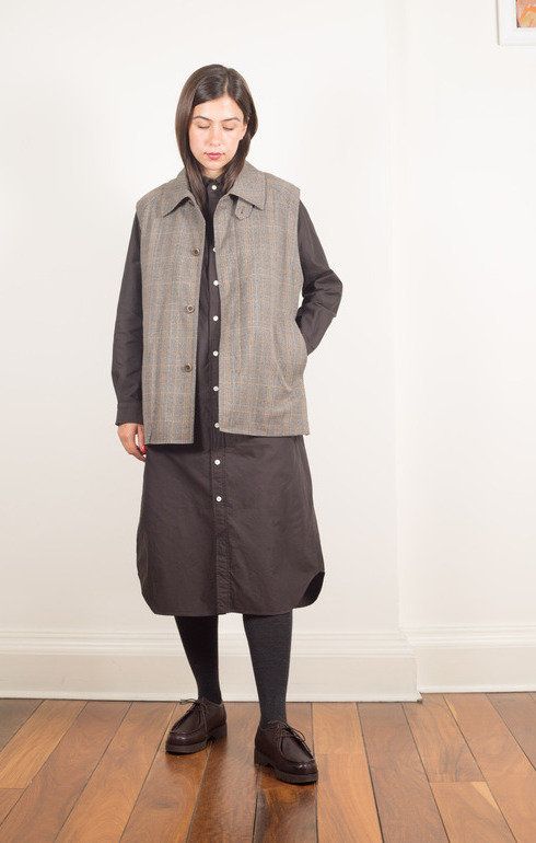 Bal Collar Fly Front Vest Plaid