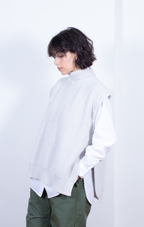 Meri Roll Neck Tabard Vest Alabastro